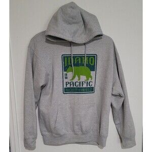 Grey Fleece Lined Hoodie Pacific Northwest Idaho Black Bear Graphic Men’s Large